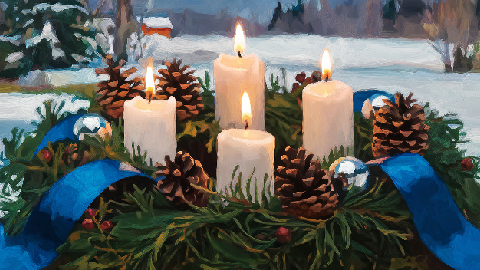 Adventskranz, 4 Kerzen