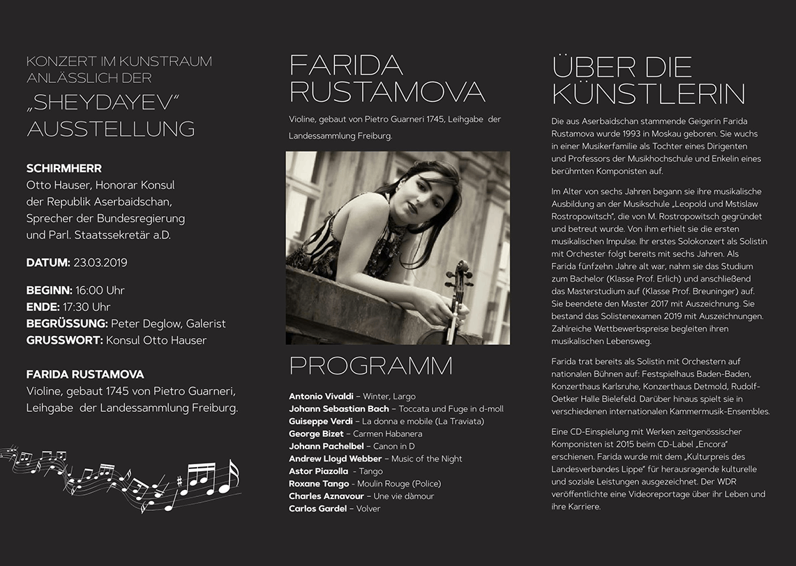 Einladung Konzert mit der Violinistin Farida Rustamova