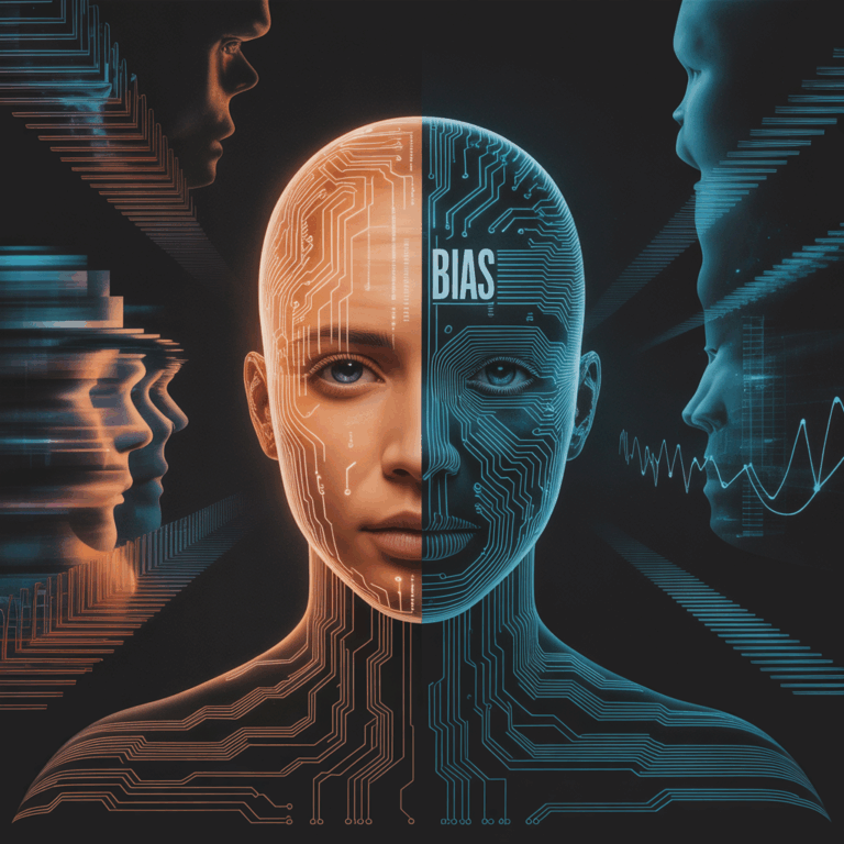 Künstliche Intelligenz in Deutschland: Ein Rück-und Überblick - 5 1 Das Bild zeigt eine künstlerische Darstellung zum Thema "BIAS" (Vorurteil) in der künstlichen Intelligenz.