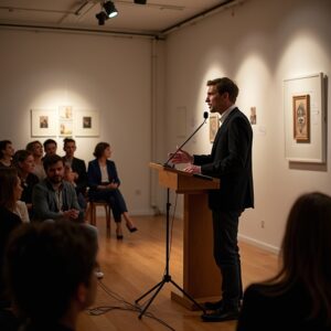 Vortrag in einer GalerieInformationen effektiv zu vermitteln.